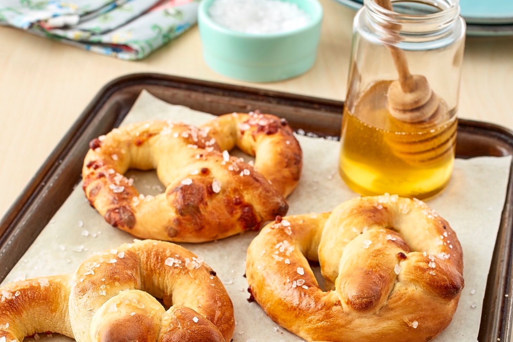 Homemade edam soft pretzels