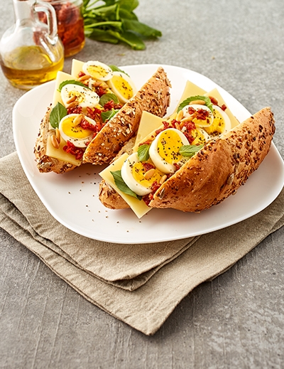 Hearty egg & cheese baguette