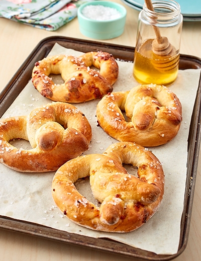 Homemade edam soft pretzels