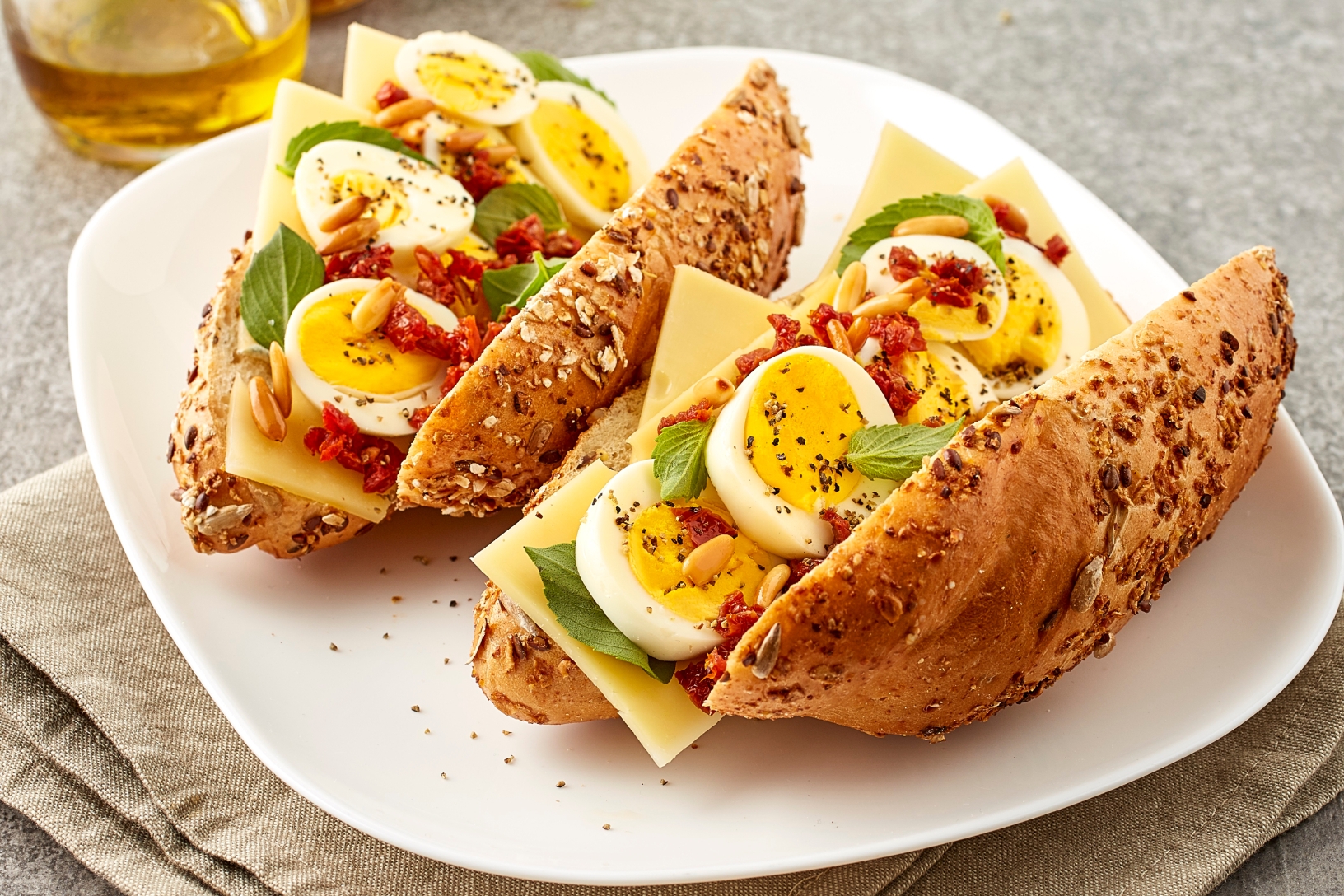 Hearty egg & cheese baguette